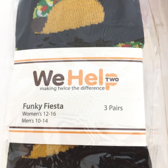We Help Two Socks 6 Pair FUNKY FIESTA Tacos Avocados Peppers Men 10-14 Wom 12-16 - Picture 11 of 12